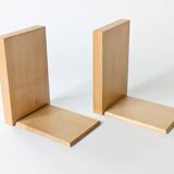 Paire de serre-livres en bois, style Bauhaus, années 1950