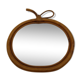 Vintage mirror apple-shaped in bamboo - 32cm