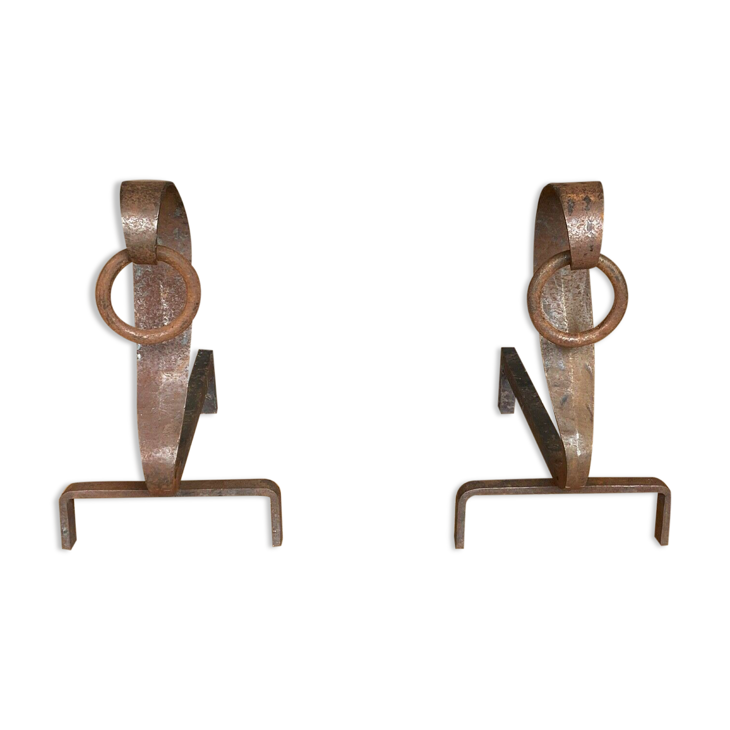 Pair of snake chenets and brutalist rings 1970 raw metal