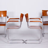 Set Of 4 Restored Bauhaus Beech Armchairs Designed by Mart Stam, 1930s, Czechia, High Gloss