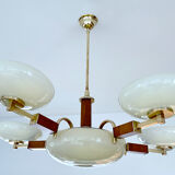 Art deco chandelier, glass, wood and glass, 30s
