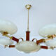 Art deco chandelier, glass, wood and glass, 30s