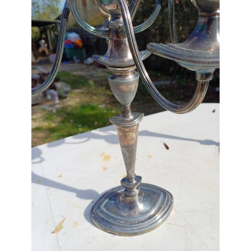 Pair of silver-plated metal candlesticks
