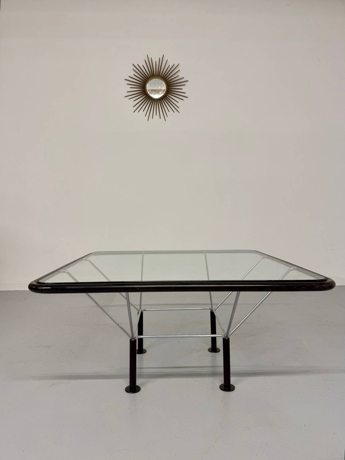 Niels Bendtsen architectural metal glass coffee table from the 70s