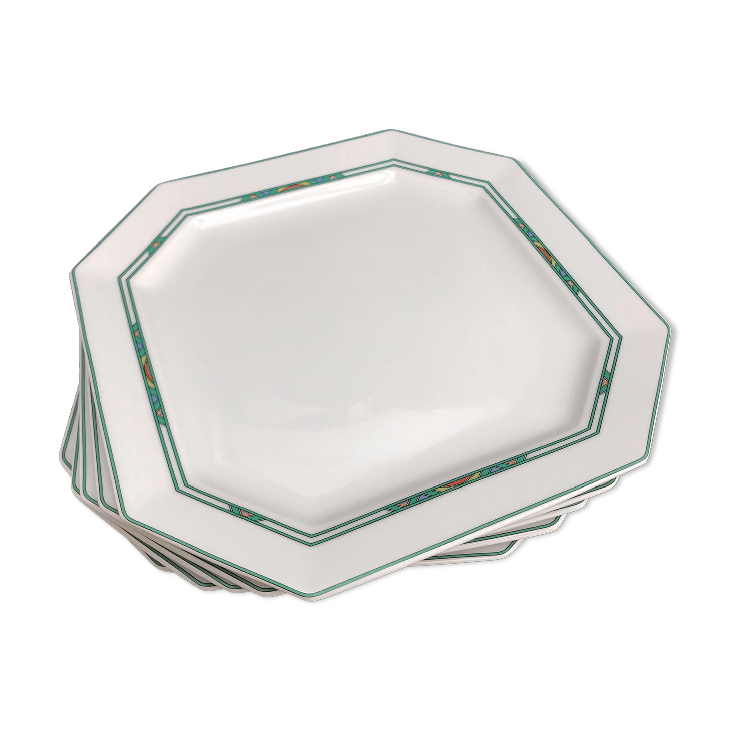 Limoges porcelain lunch plates Bernardaud Paul Poiret Set 5