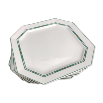 Ensemble de 5 assiettes à lunch porcelaine de limoges Bernardaud Paul Poiret