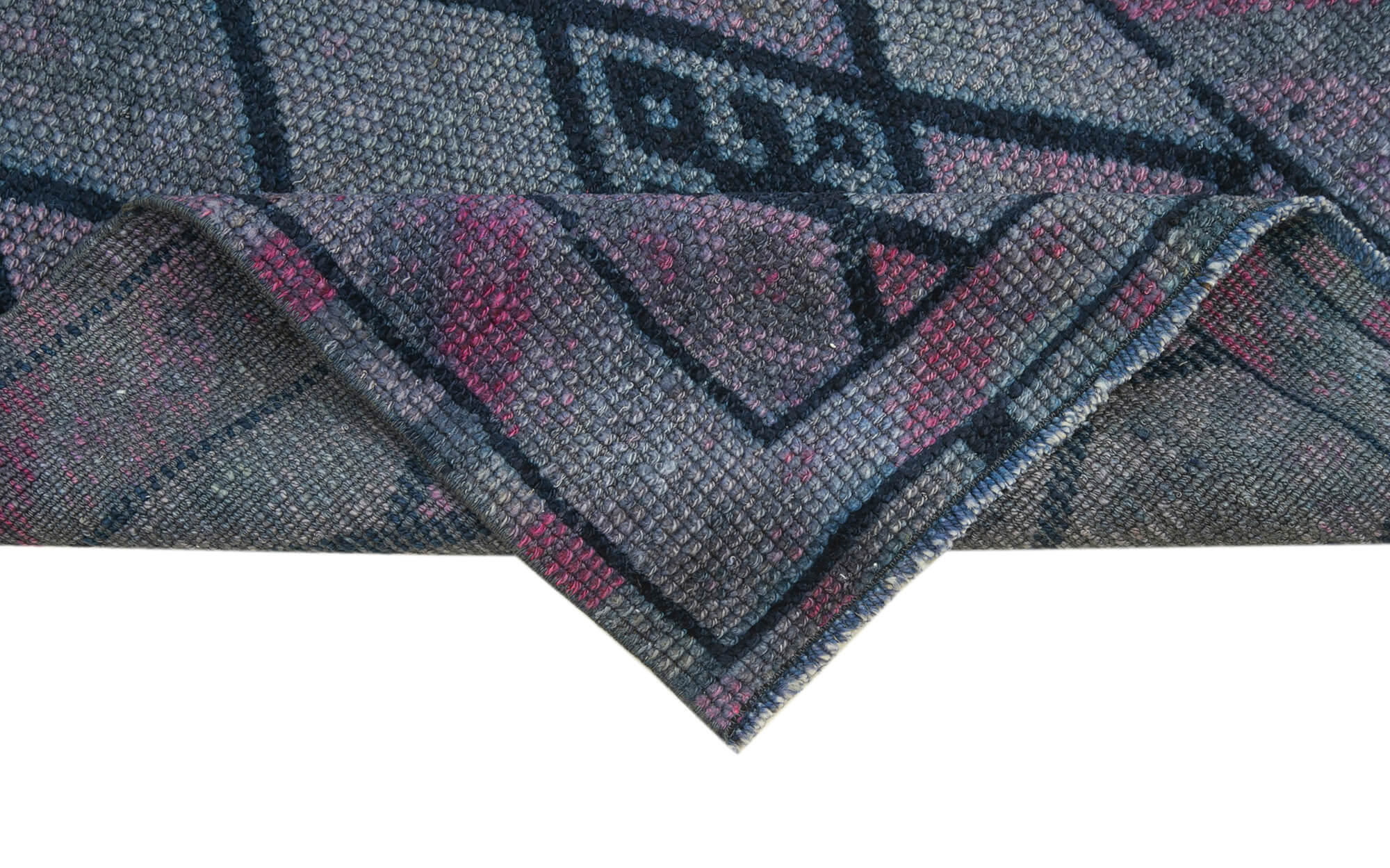 Handmade one-of-a-kind oriental purple runner rug 85 cm x 368 cm