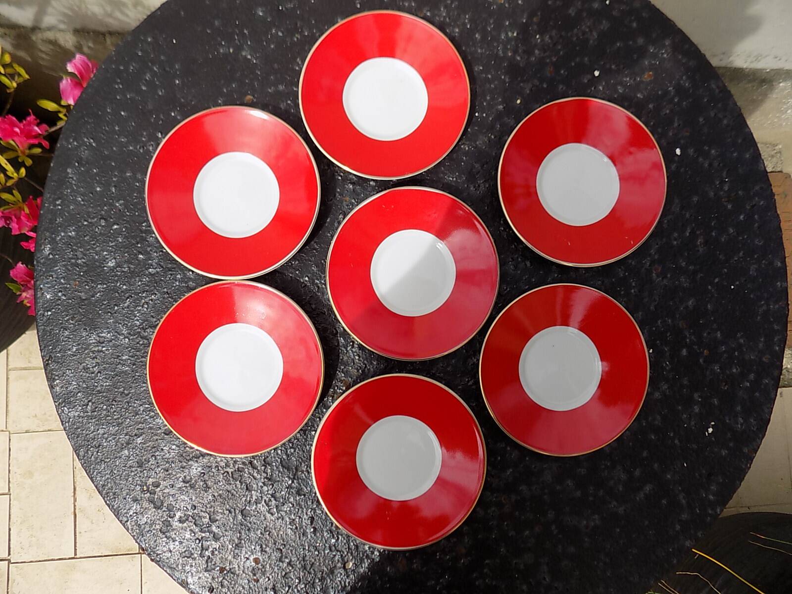 Striped cups and saucers