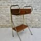 Bedside table in wood and metal, vintage, 50s-60s