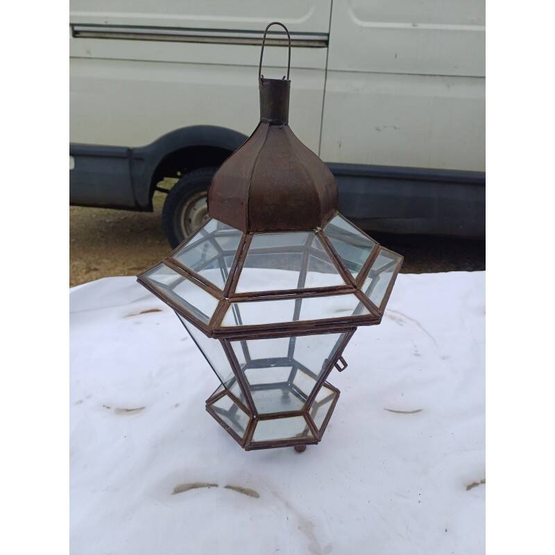 Lampe suspension métal et verre