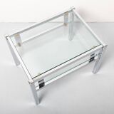 Petite table basse en chrome et verre, années 70