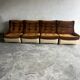 Airborne 1970s Modular 4-Seater Sofa — Brown Velvet Cushions with Cream ABS Shell