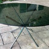 Chrome table and smoked glass