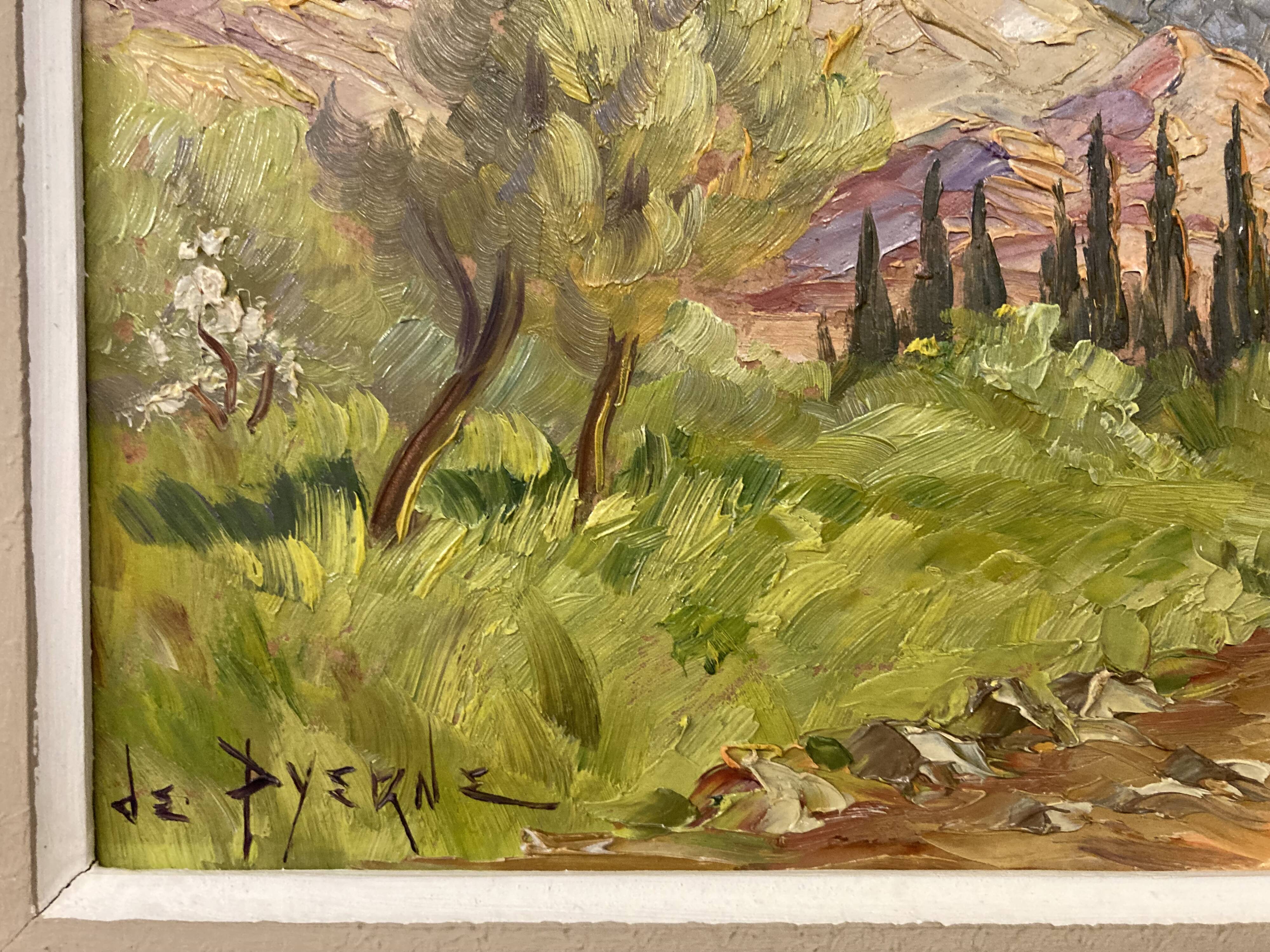 Reyne-marin de pyerne (20th century), landscape of veynes, oil on panel