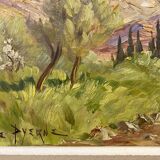 Reyne-marin de pyerne (20th century), landscape of veynes, oil on panel