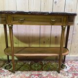 Louis XVI style console in marble and cherry wood.