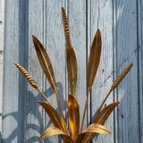 Pair of wall sconces in the shape of a wheat sheaf with two lights.