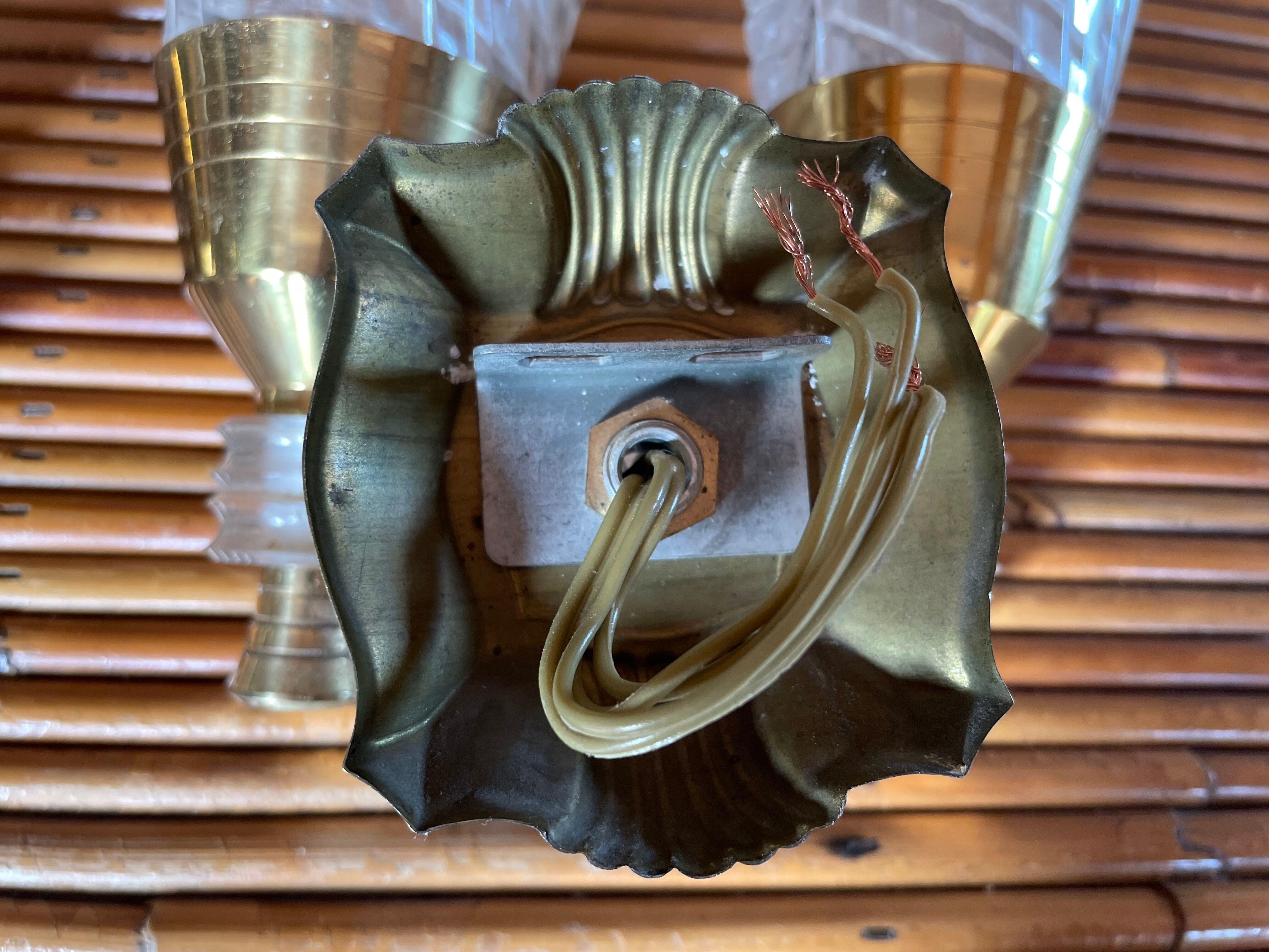 Pair of double sconces in brass 1950