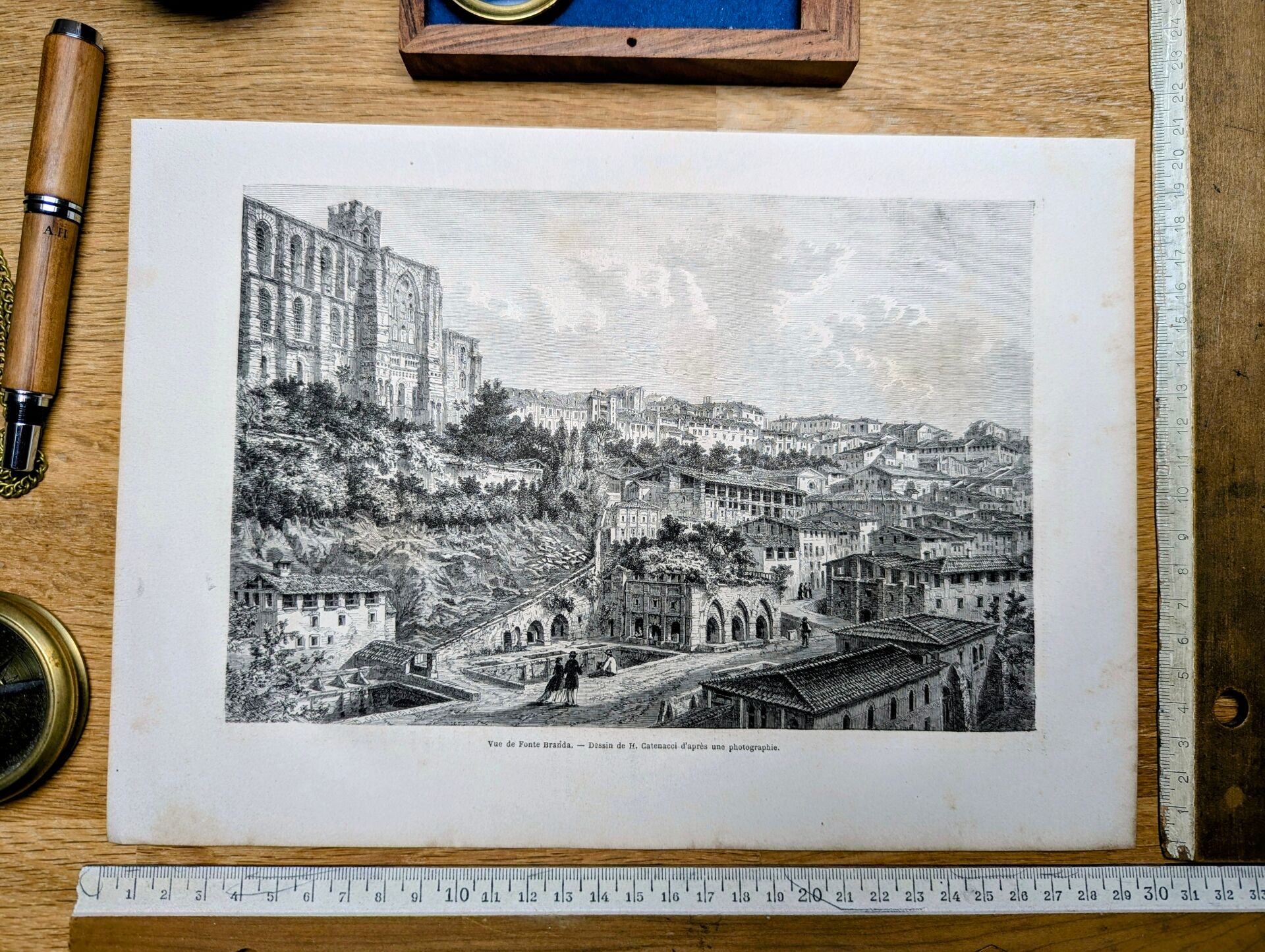 Fontebranda, Siena. Printed illustration from 1866.