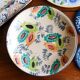 Glazed earthenware dish – polychrome floral decoration