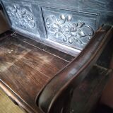 Old Breton enclosed bed chest bench
