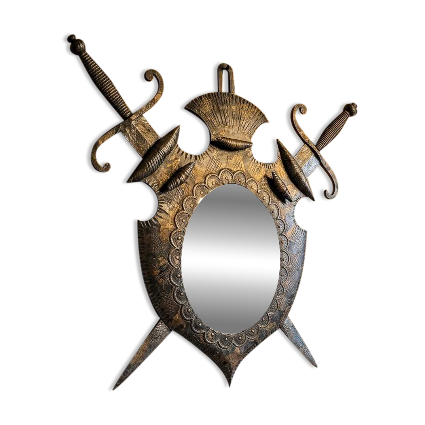 Specchio Araldico anni '70 in Ferro Battuto