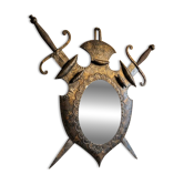 Miroir Héraldique des années 70 en Fer Forgé