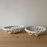 Set of 2 woven ceramic baskets