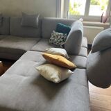 Nicoletti corner sofa in gray Alcantara