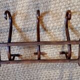 Wall-mounted bistro coat rack with 3 hooks on a late 19th century frame