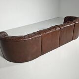 De Sede DS-11 modular sofa in original brown leather, 1970s.