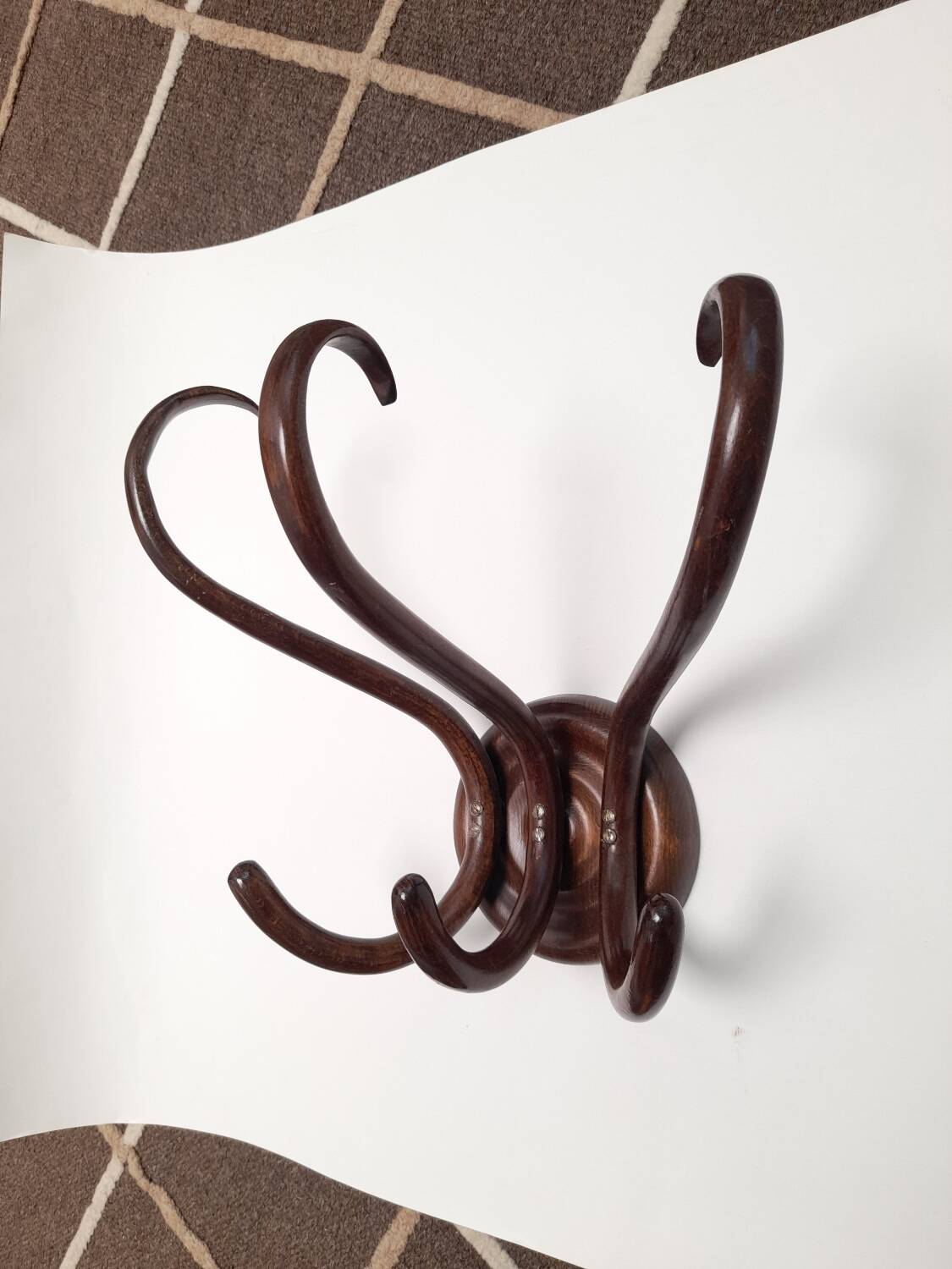 Thonet style curved wood wall coat rack