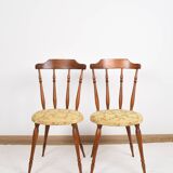 Pair of chairs in turned wood and fabric, vintage, dating from 1960.