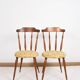 Pair of chairs in turned wood and fabric, vintage, dating from 1960.