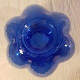 Vase boule en verre soufflé bleu