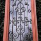 Window frame 179x88cm walnut oak wrought iron grille opening glass panel
