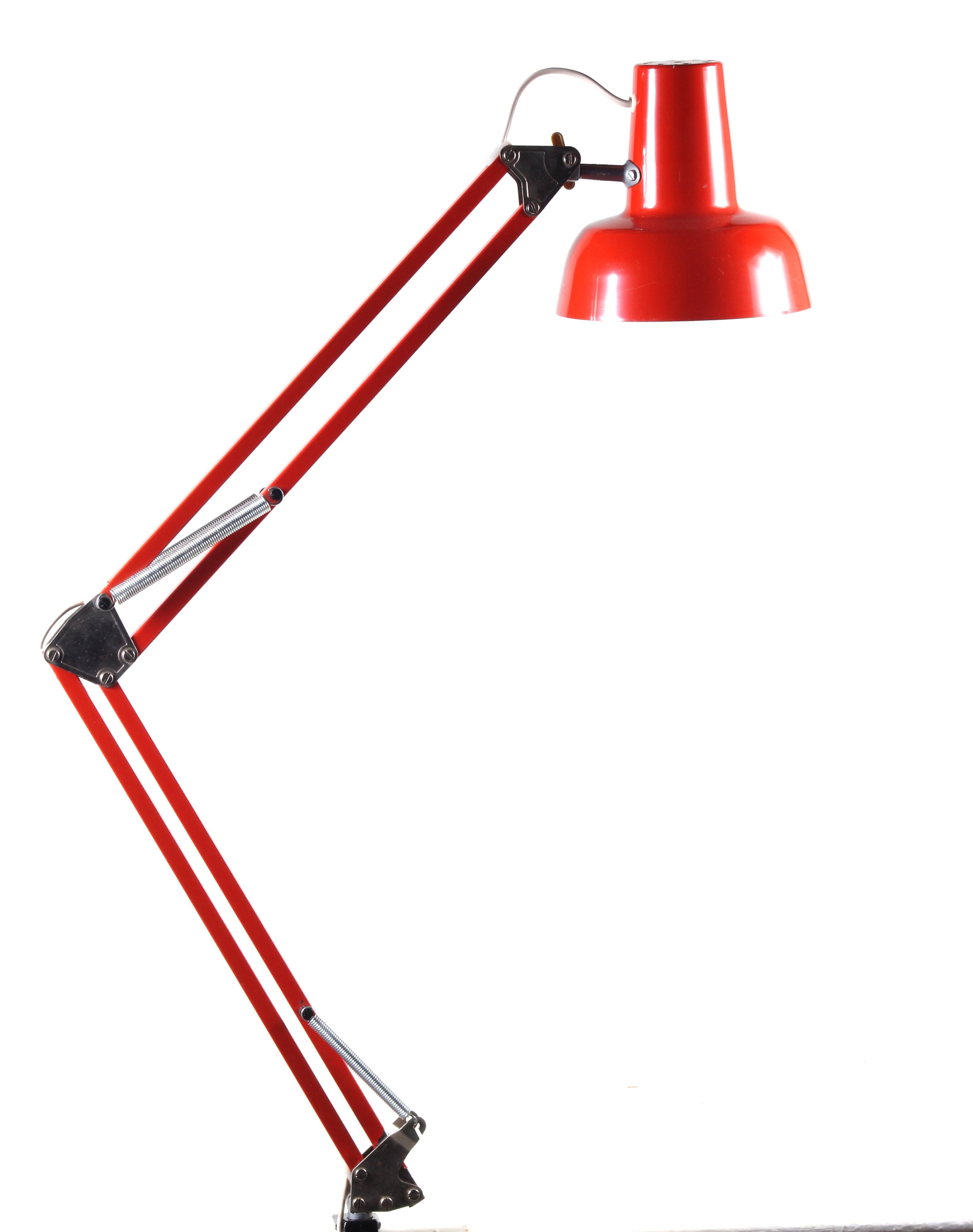Orange desk lamp, 60s, industrial