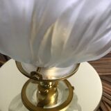 Brass table lamp and vintage torch globe