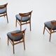 Set of six Danish dining chairs in teak and faux leather Denmark 1960