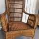 Vintage rattan armchair with side table