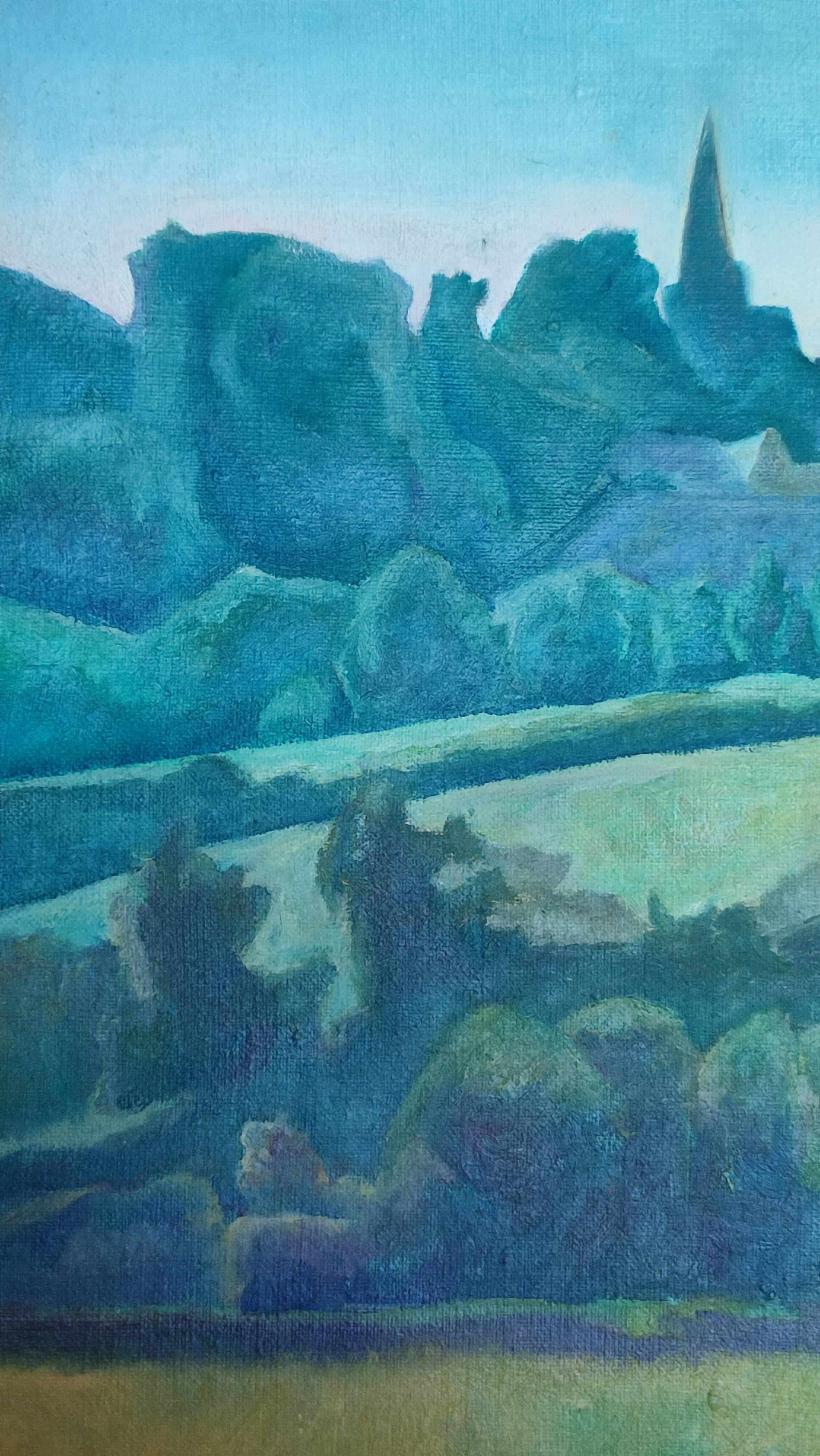 Country landscape by nelly le couedic (20th century)