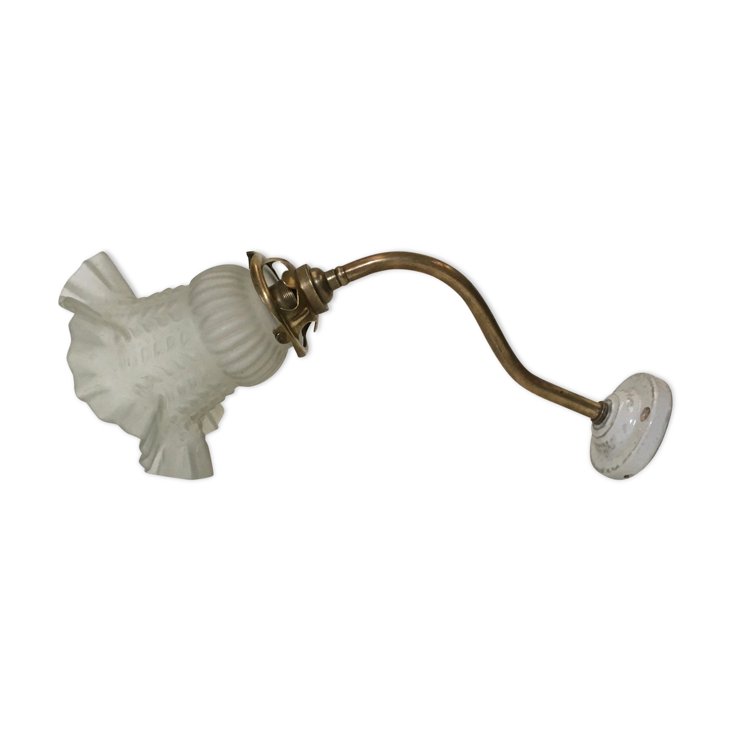 Brass art deco and pressed glass tulip