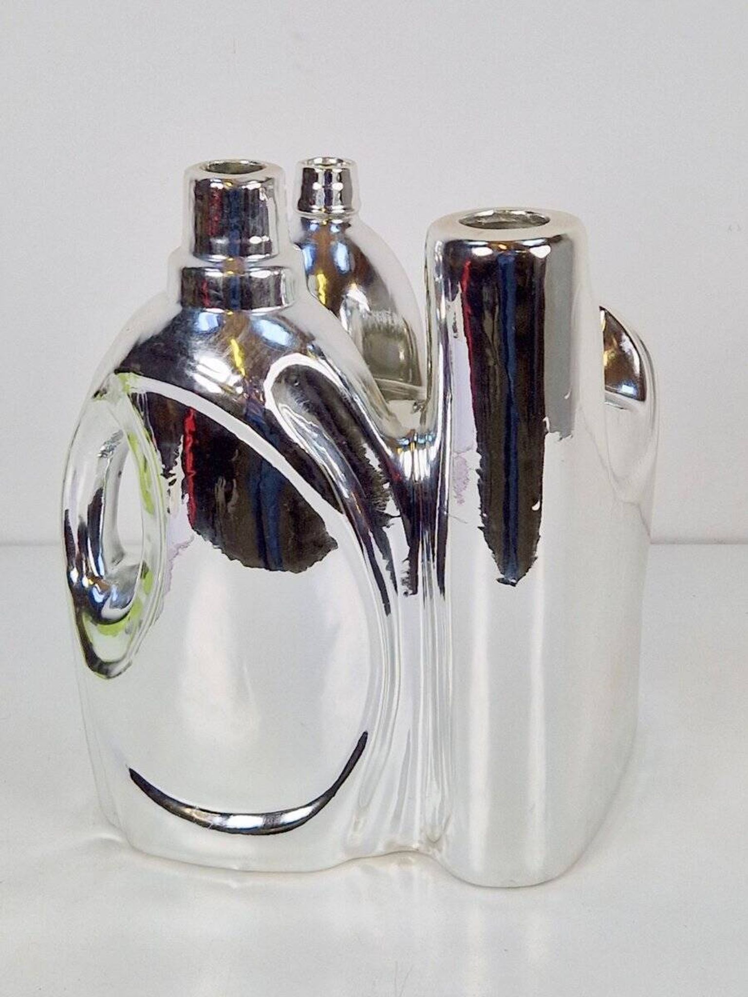 Silver Ceramic Vases and Cleaning Bottles from Pols Potten, 1990s, Set of 3