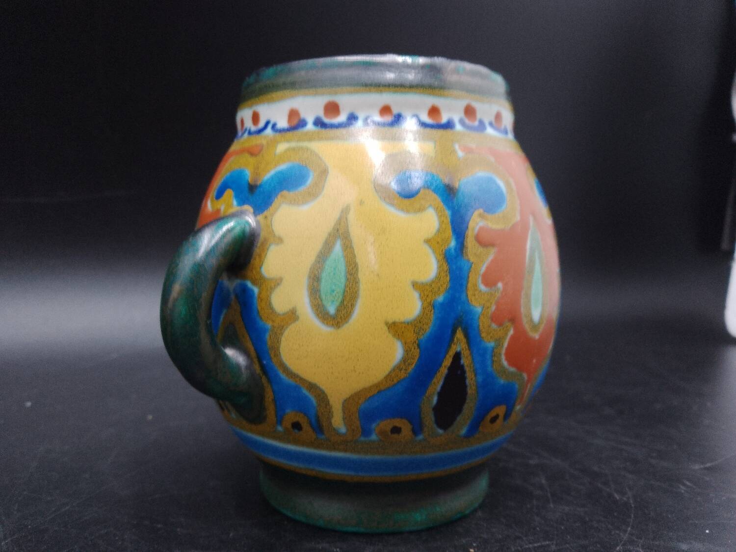 Small Vase with 2 handles with Ali decoration (1926) Emmy Gouda Holland Art Deco pottery