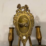 Brass Ceramic Sconces Set of 2 1940’s