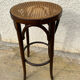 Tabouret de bar vintage en bois & cannage