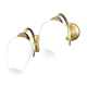 Pair of wall lamp in brass and glass white opaline, vintage