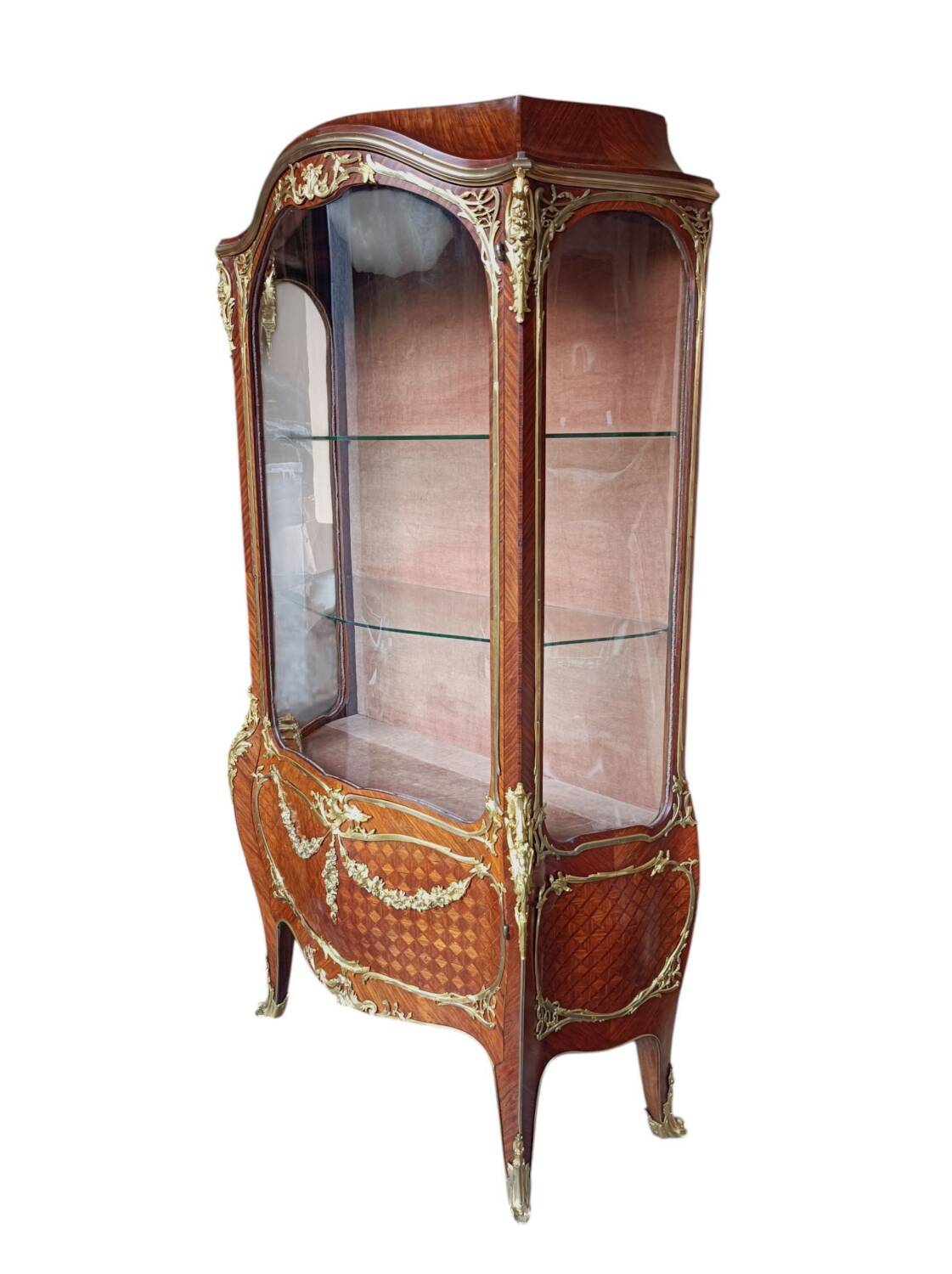 Antique 1880 Louis XV Display Cabinet, style of F. Linke