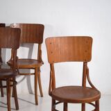 Anciennes chaises Thonet en bois courbé (c.1940). Ensemble de 4 pièces