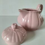 Vintage mid-century ribbed pink powder teapot by Salins.